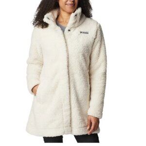 Women's Columbia Long Soft Fleece Jacket in Size Large Cream Color NWT